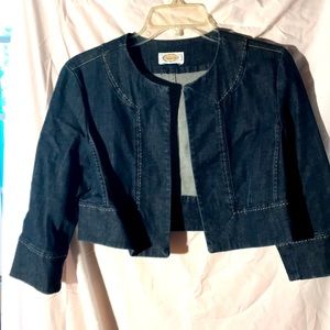 Denim crop jacket with stitching detail small